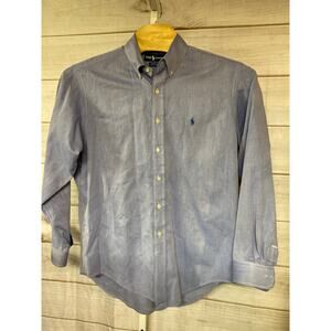 Ralph Lauren Men's 16 Yarmouth Cotton Blue Button Down Long Sleeve Dress Shirt